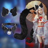 Maxbell Fox Ears Hair Clips Tails Fancy Dress Choker Costume Kits Christmas Cosplay Black
