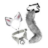Maxbell Fox Ears Hair Clips Tails Fancy Dress Choker Costume Kits Christmas Cosplay Grey