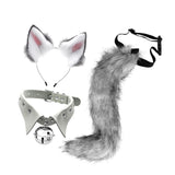 Maxbell Fox Ears Hair Clips Tails Fancy Dress Choker Costume Kits Christmas Cosplay Grey