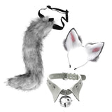 Maxbell Fox Ears Hair Clips Tails Fancy Dress Choker Costume Kits Christmas Cosplay Grey