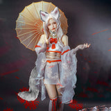 Maxbell Fox Ears Hair Clips Tails Fancy Dress Choker Costume Kits Christmas Cosplay Grey