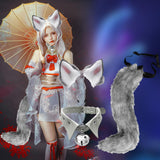Maxbell Fox Ears Hair Clips Tails Fancy Dress Choker Costume Kits Christmas Cosplay Grey