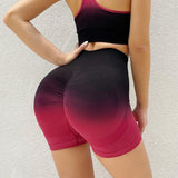 Maxbell Summer Yoga Shorts Elastic Butt Lifting Underwear Sports Shorts for Training Red Small