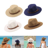 Maxbell Wide Brim Sun Hat Panama Sunhats Straw Hats for Vacation Outdoor Summer Khaki