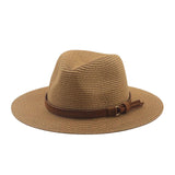 Maxbell Wide Brim Sun Hat Panama Sunhats Straw Hats for Vacation Outdoor Summer Khaki