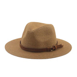 Maxbell Wide Brim Sun Hat Panama Sunhats Straw Hats for Vacation Outdoor Summer Khaki