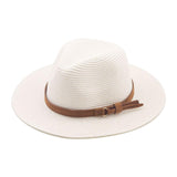 Maxbell Wide Brim Sun Hat Panama Sunhats Straw Hats for Vacation Outdoor Summer White