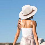 Maxbell Wide Brim Sun Hat Panama Sunhats Straw Hats for Vacation Outdoor Summer White