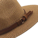 Maxbell Wide Brim Sun Hat Panama Sunhats Straw Hats for Vacation Outdoor Summer Beige