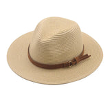 Maxbell Wide Brim Sun Hat Panama Sunhats Straw Hats for Vacation Outdoor Summer Beige