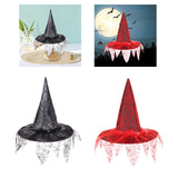 Maxbell Halloween Witch Hats Party Cosplay Accessories Costume Adult Spider Printed Black