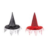 Maxbell Halloween Witch Hats Party Cosplay Accessories Costume Adult Spider Printed Black