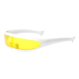 Maxbell Futuristic Narrow Visor Sunglasses Robotic Punk for Cosplay Party White Frame ++Yellow