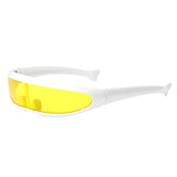 Maxbell Futuristic Narrow Visor Sunglasses Robotic Punk for Cosplay Party White Frame ++Yellow