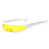 Maxbell Futuristic Narrow Visor Sunglasses Robotic Punk for Cosplay Party White Frame ++Yellow