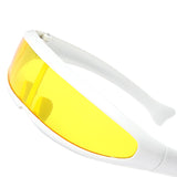 Maxbell Futuristic Narrow Visor Sunglasses Robotic Punk for Cosplay Party White Frame ++Yellow