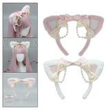Maxbell Ear Hair Band Photo Props Headdress for Birthday Dress up Festival Pink