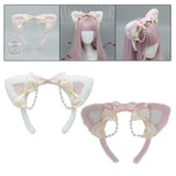 Maxbell Ear Hair Band Photo Props Headdress for Birthday Dress up Festival Pink