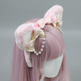 Maxbell Ear Hair Band Photo Props Headdress for Birthday Dress up Festival Pink