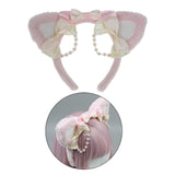 Maxbell Ear Hair Band Photo Props Headdress for Birthday Dress up Festival Pink