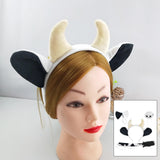 Maxbell 4 Pieces Animal Cow Costume Set Ears Headband Nose Bowtie Tail for Kids Black