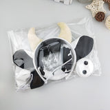 Maxbell 4 Pieces Animal Cow Costume Set Ears Headband Nose Bowtie Tail for Kids Black