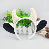Maxbell 4 Pieces Animal Cow Costume Set Ears Headband Nose Bowtie Tail for Kids Black