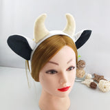 Maxbell 4 Pieces Animal Cow Costume Set Ears Headband Nose Bowtie Tail for Kids Black