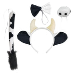 Maxbell 4 Pieces Animal Cow Costume Set Ears Headband Nose Bowtie Tail for Kids Black