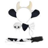 Maxbell 4 Pieces Animal Cow Costume Set Ears Headband Nose Bowtie Tail for Kids Black