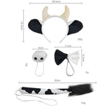 Maxbell 4 Pieces Animal Cow Costume Set Ears Headband Nose Bowtie Tail for Kids Black