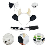 Maxbell 4 Pieces Animal Cow Costume Set Ears Headband Nose Bowtie Tail for Kids Black