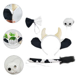 Maxbell 4 Pieces Animal Cow Costume Set Ears Headband Nose Bowtie Tail for Kids Black