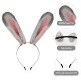 Maxbell Long Bunny Ears Headband Headdress for Anime Cosplay Dress up Festival Grey