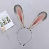 Maxbell Long Bunny Ears Headband Headdress for Anime Cosplay Dress up Festival Grey