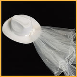 Maxbell Cowgirl Hats with Veil Girls Costume Women Cowboy Hat for Bridal Wedding