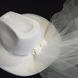 Maxbell Cowgirl Hats with Veil Girls Costume Women Cowboy Hat for Bridal Wedding