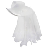 Maxbell Cowgirl Hats with Veil Girls Costume Women Cowboy Hat for Bridal Wedding