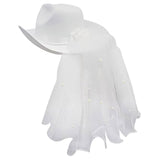 Maxbell Cowgirl Hats with Veil Girls Costume Women Cowboy Hat for Bridal Wedding