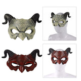 Maxbell Horn Mask Half Face Decoration Accessories Halloween Carnival Props Red