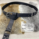 Maxbell Durable PU Leather Ring Belt Costume Accessories Halloween Knight Belt Black Snake Tail