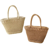 Maxbell Fashion Straw Woven Handbag Travel Handmade Summer Beach Shoulder Bags Boho khaki