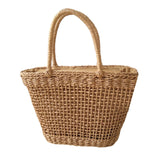 Maxbell Fashion Straw Woven Handbag Travel Handmade Summer Beach Shoulder Bags Boho khaki