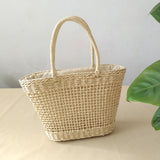 Maxbell Fashion Straw Woven Handbag Travel Handmade Summer Beach Shoulder Bags Boho beige