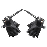Maxbell PU Leather Gloves Hollow Out Mittens Snap for Outdoor Sports Men Women Teens black