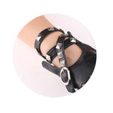 Maxbell PU Leather Gloves Hollow Out Mittens Snap for Outdoor Sports Men Women Teens black