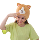 Maxbell Short Plush Corgi Hat Cap Costume Cosplay Funny Novelty Winter Ski Headgear