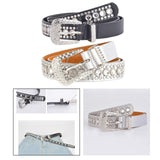 Maxbell Rhinestones Belt Fashion PU Leather Crystal Belts Waistband for Dress Pants Black