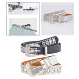 Maxbell Rhinestones Belt Fashion PU Leather Crystal Belts Waistband for Dress Pants Black