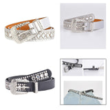 Maxbell Rhinestones Belt Fashion PU Leather Crystal Belts Waistband for Dress Pants Black